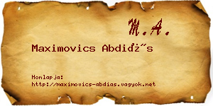 Maximovics Abdiás névjegykártya